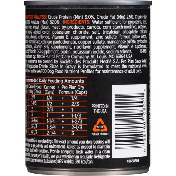 Purina Pro Plan Savor Adult Beef & Vegetables Slices in Gravy Canned Dog Food on Sale