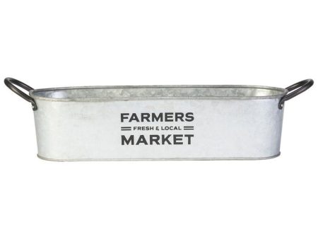 SMALL FARMER S MARKET OVAL PLANTER (12 INCH, GALVANIZED) For Sale