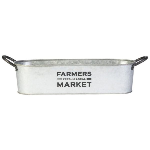 SMALL FARMER S MARKET OVAL PLANTER (12 INCH, GALVANIZED) For Sale