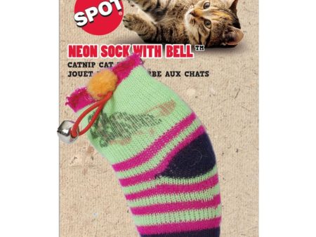 SPOT SOCK W CATNIP & BELL (5 IN, NEON) on Sale