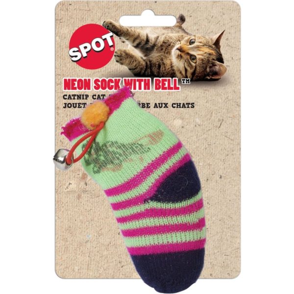 SPOT SOCK W CATNIP & BELL (5 IN, NEON) on Sale