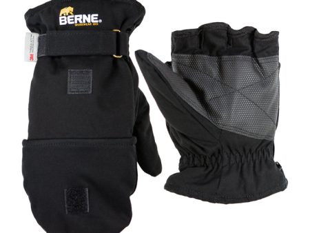 Berne Flip-Top Glove Mitten Large Black For Cheap