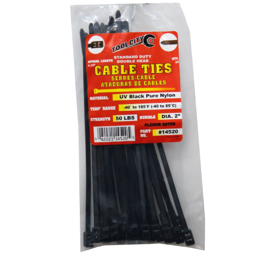 Tool City 8.25 in. L Black Cable Tie 50LB SD DOUBLE HEAD 25 Pack Supply