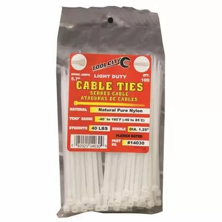 Tool City 5.7 in. L White Cable Tie 100 Pack For Cheap