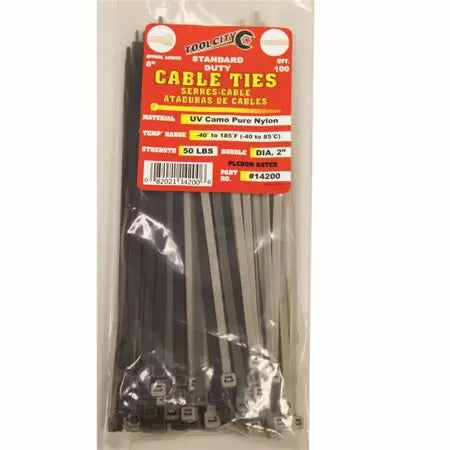 Tool City 8 in. L Camo Cable Tie 50LB STD DUTY 100 Pack Fashion