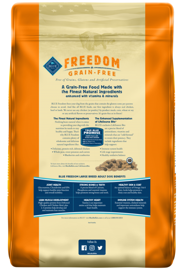 Blue Buffalo Freedom Grain Free Chicken Recipe Large Breed Adult Dry Dog Food Discount