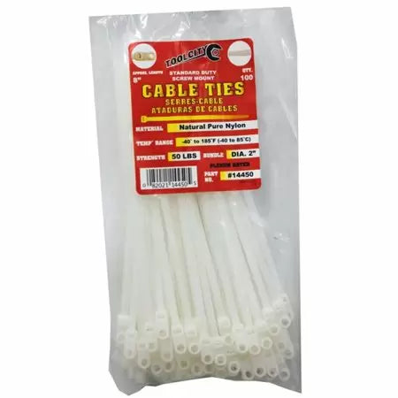 Tool City 8 in. L White Cable Tie 50 # 100 Pack For Discount