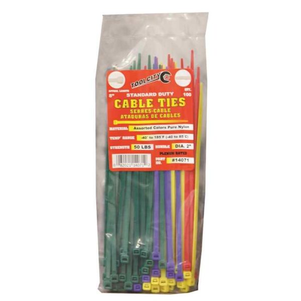 Tool City 8 in. L Assorted Cable Tie 100 Pack For Discount