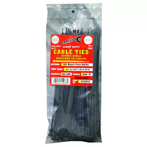 Tool City 8.1 in. L Black Cable Tie 100 Pack Sale