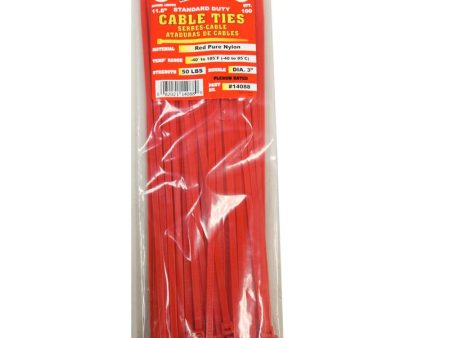 Tool City Cable Tie Red 11.8  100 Pack Cheap