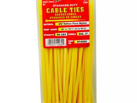 Tool City 8 in. L Yellow Cable Tie 100 Pack Cheap