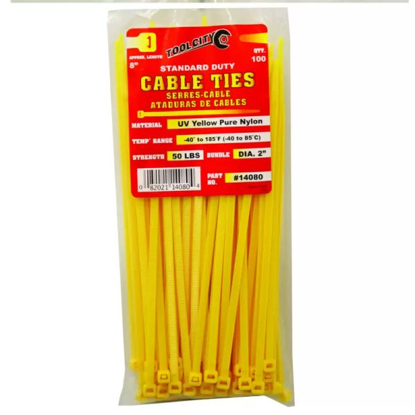 Tool City 8 in. L Yellow Cable Tie 100 Pack Cheap