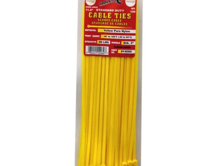 Tool City 11.8 in. L Yellow Cable Tie 100 Pack Hot on Sale