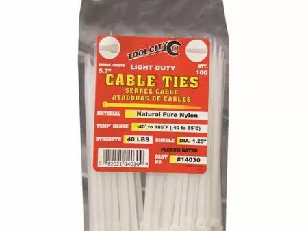 Tool City 5.7 in. L White Cable Tie 100 Pack For Cheap