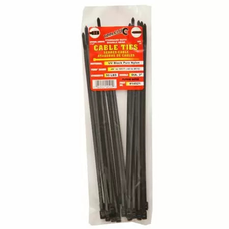 Tool City 11.8 In. L Black Cable Tie 50LB SD DOUBLE HEAD 25 Pack on Sale