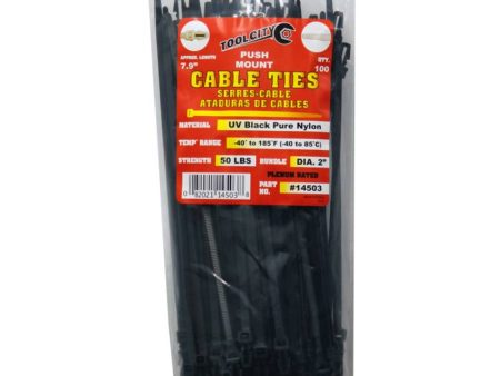 Tool City 7.9 In. L Black Cable Tie 50LB PUSH MOUNT 100 Pack on Sale