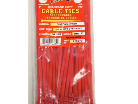 Tool City 8  Large Red Nylon Cable Ties, 100 Pack For Cheap