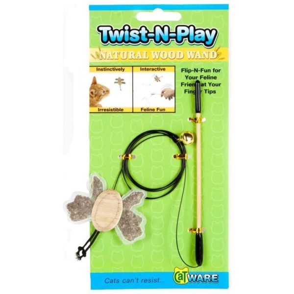 TWIST-N-PLAY NATURAL WOOD WAND CAT TOY (NATURAL) Cheap