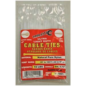 Tool City 4  Cable Tie, White, 100 Pack Online Hot Sale