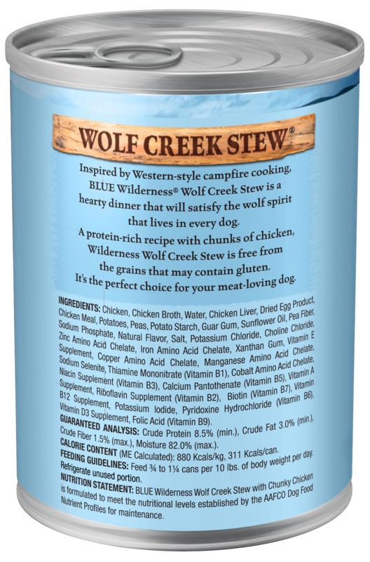 Blue Buffalo Wilderness Wolf Creek Stew Chunky Chicken Stew Canned Dog Food on Sale