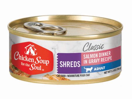 Chicken Soup for the Soul Classic Adult Cat Wet Food - Salmon Dinner in Gravy Recipe Shredded Supply