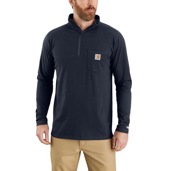 Carhartt Force Relaxed Fit Midweight Long-Sleeve Quarter-Zip Mock-Neck T-Shirt Fashion