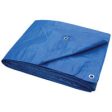 ProSource Tarpaulin, 10 ft L, 8 ft W, 3.5 mil Thick, Polyethylene, Blue For Sale