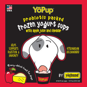 Yoghund YoPup Frozen Yogurt Cups Apple Juice  Cheddar (14-oz) For Sale