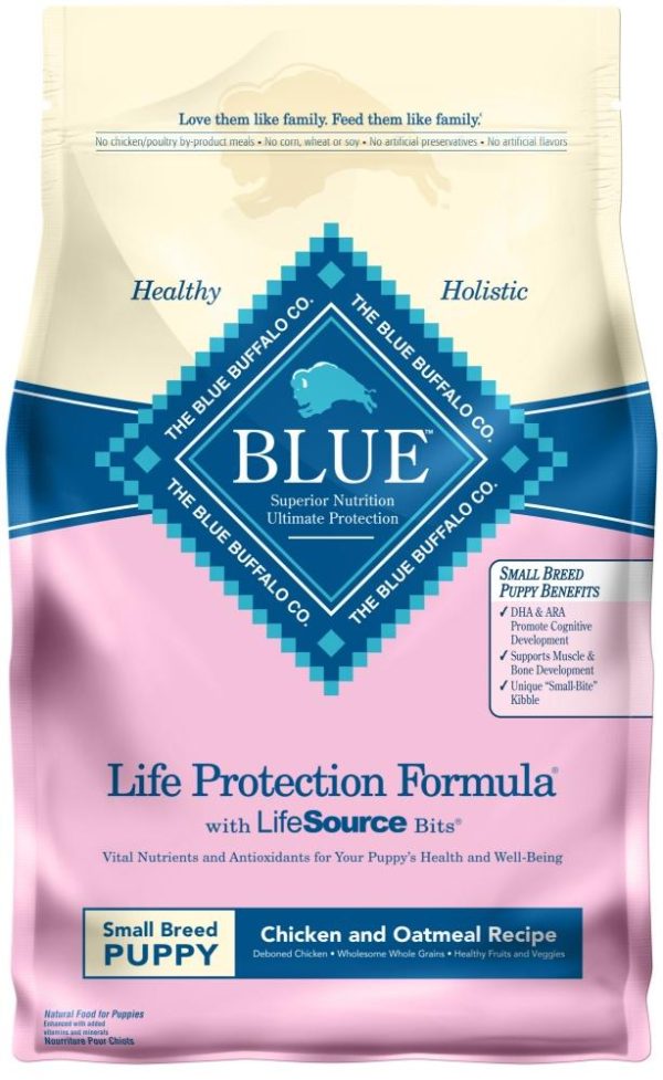 Blue Buffalo Life Protection Natural Chicken & Oatmeal Recipe Small Breed Puppy Dry Dog Food Supply