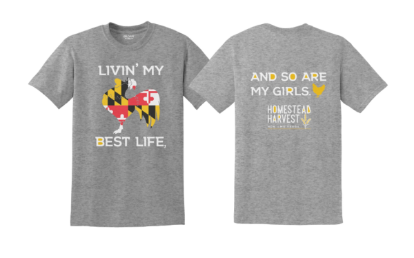 Livin’ My Best Life Maryland Chicken Graphite Heather T-Shirt on Sale